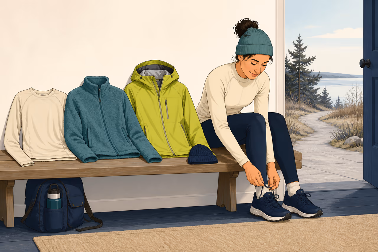 Editorial illustration about how to dress in layers for outdoor movement.