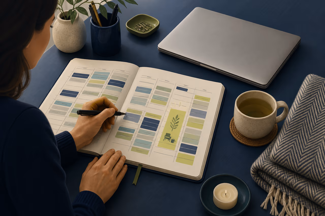 Editorial illustration about how to plan rest during a very busy season.