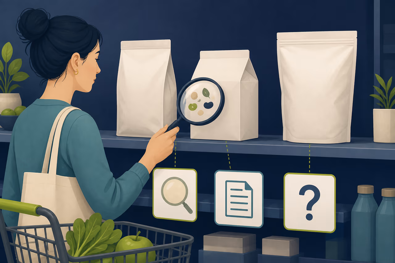 Editorial illustration about how to read wellness food claims critically.