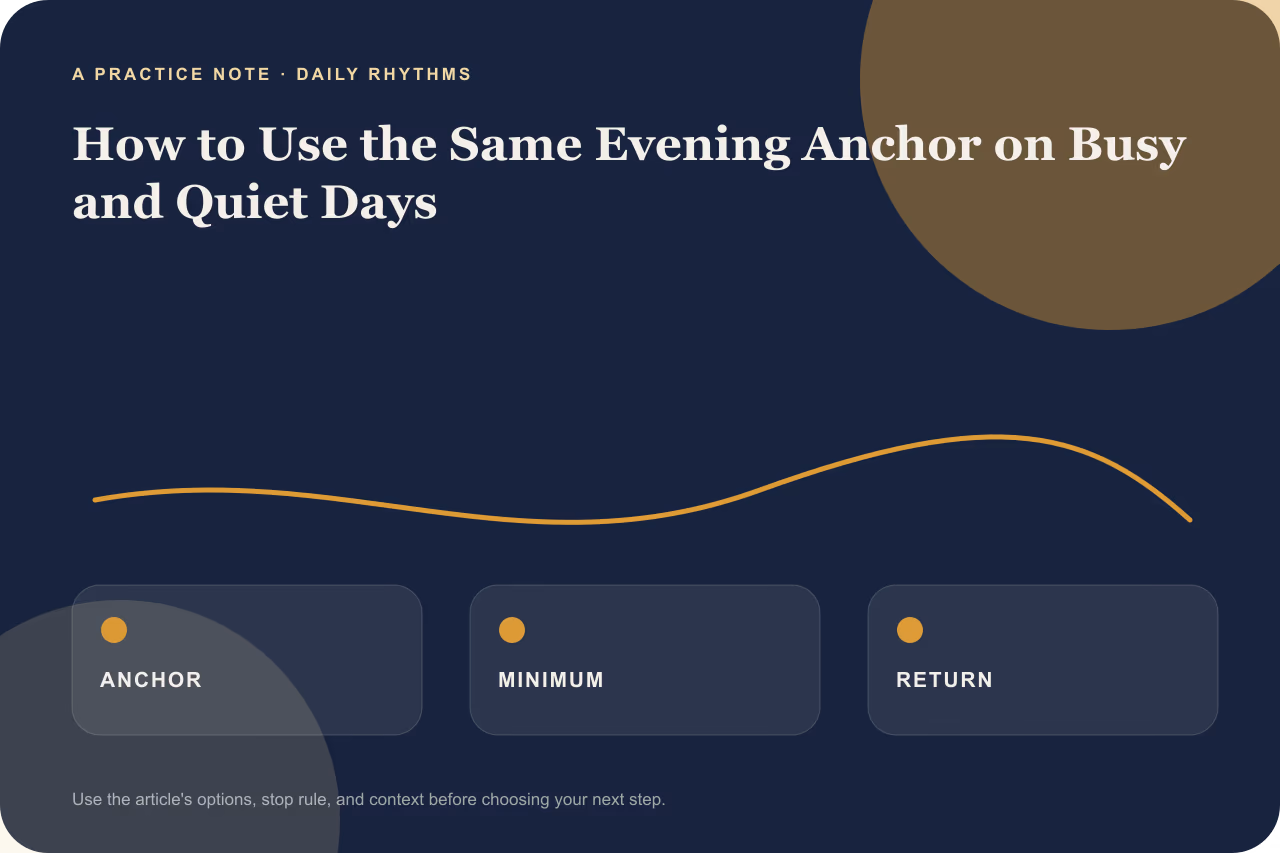 Editorial practice note for how to use the same evening anchor on busy and quiet days.