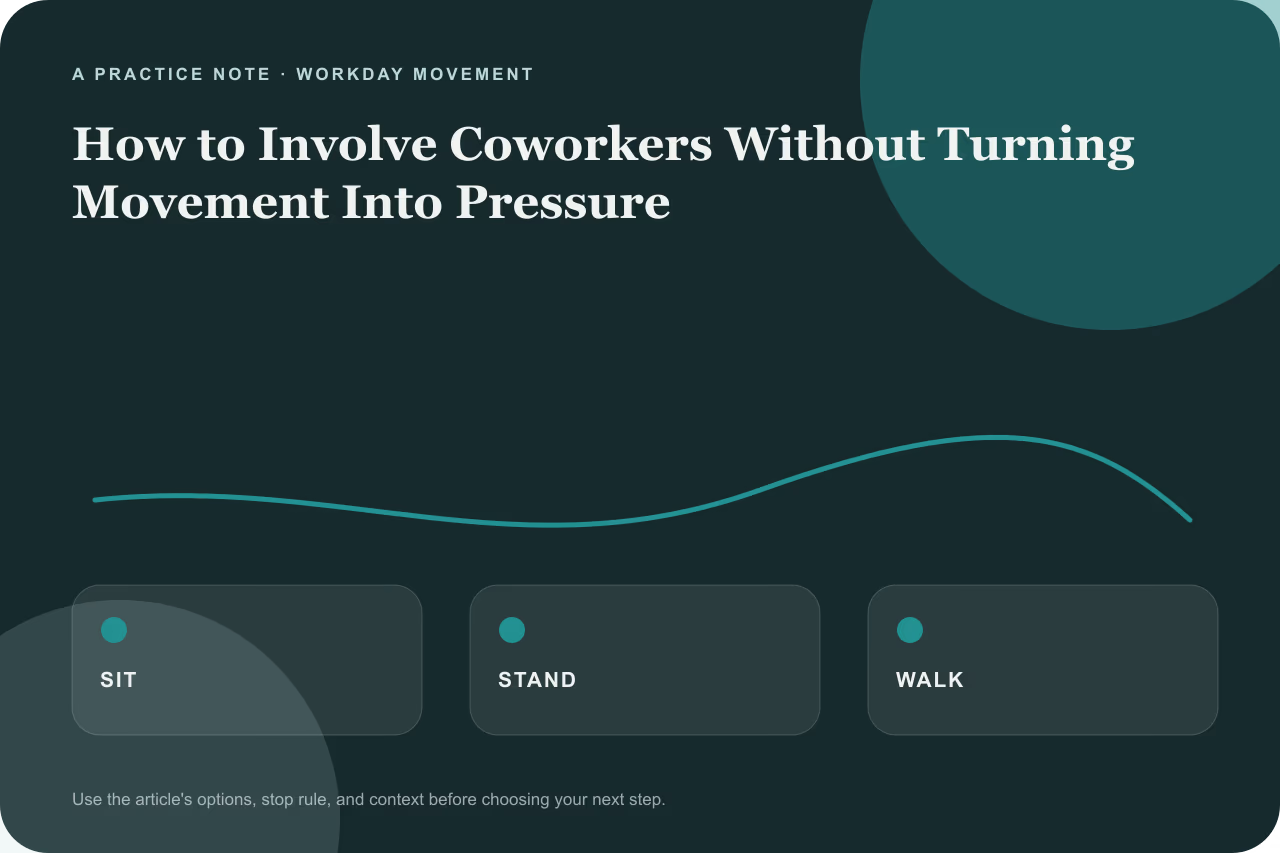 Illustration of a gentle standing desk stretch.